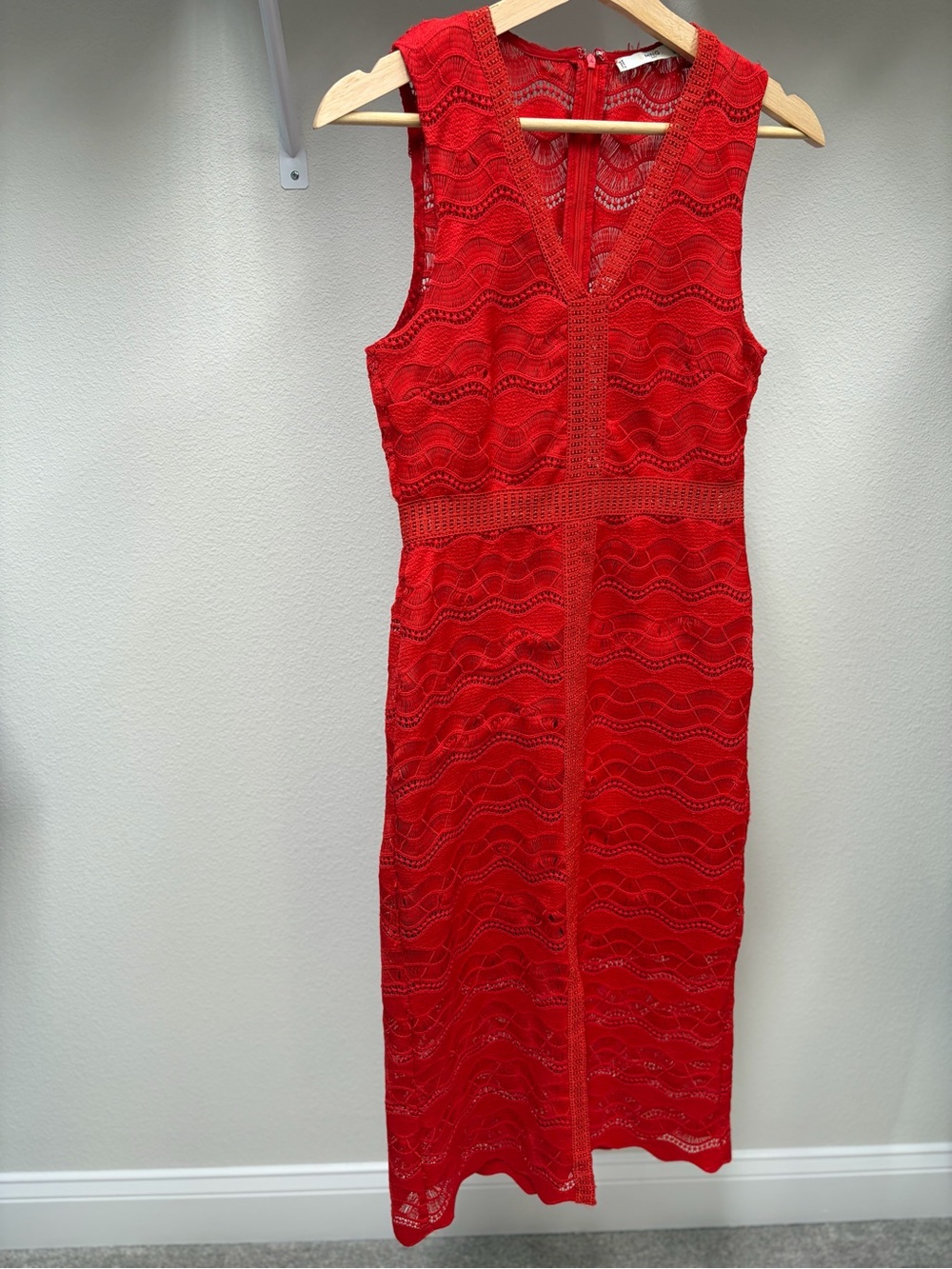 Mango Red Lace Midi Dress